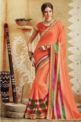 Picture of party wear saree designer sari wedding reception heavy 