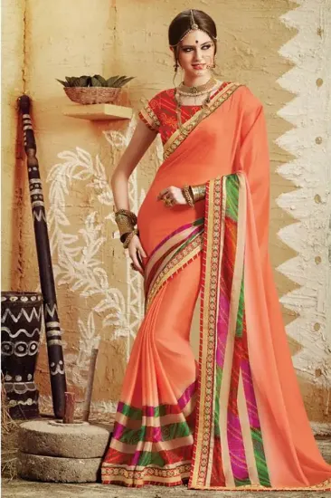 Picture of party wear saree designer sari wedding reception heavy 