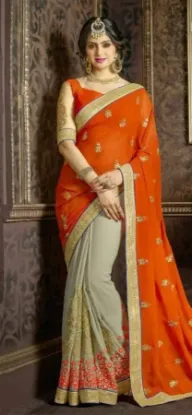 Picture of partywear saree wedding reception bollywood indian des,