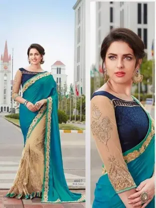 Picture of partywear sari ethnic bridal bollywood saree designer ,