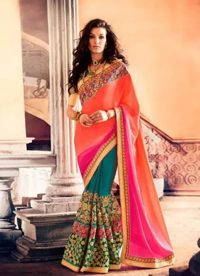 Picture of partywear sari festival traditional saree designer boll