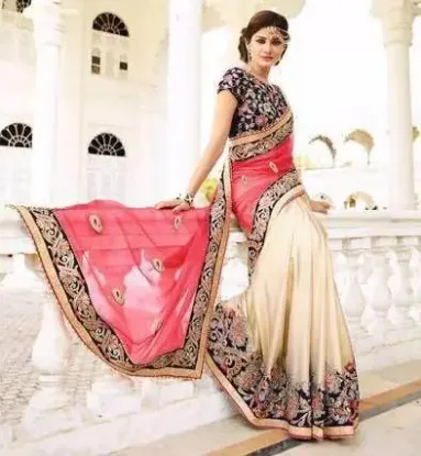 Picture of pink bollywood designer wear pure georgette embellishe,