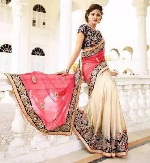 Picture of pink bollywood designer wear pure georgette embellishe,