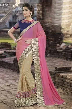 Picture of pink fancy silk saree heavy silk saree grand festivel ,