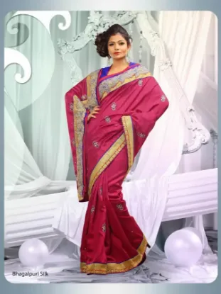 Picture of pure silk handmade saree nice printed dress making indi