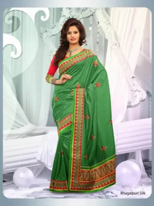 Picture of pure silk indian handmade batik printed outfit saree fl