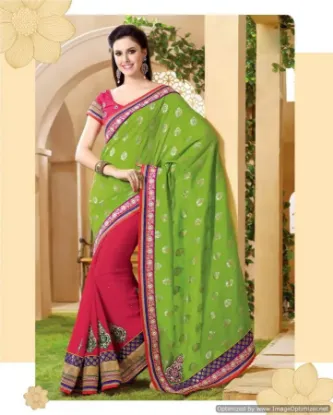 Picture of pure silk nice printed handmade saree indian craft fabr