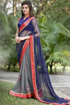 Picture of pure silk saree nice printed handmade gray batik printe