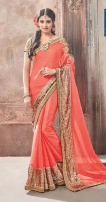 Picture of red bollywood embellish sari georgette wedding wear pa,