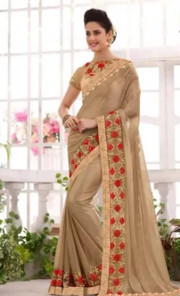 Picture of red brown sari indian ethnic wedding bollywood designe,