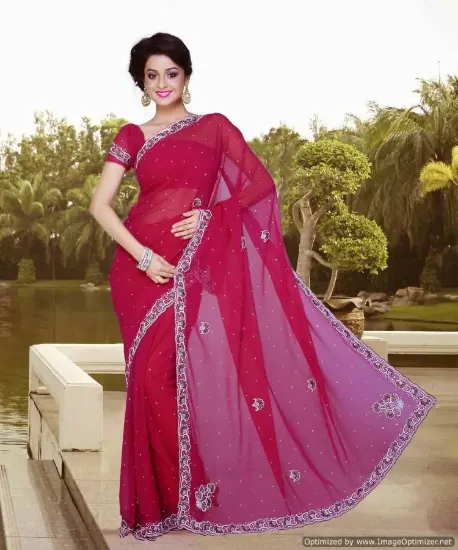 Picture of resham zari work banarasi saree cotton blend fancy late