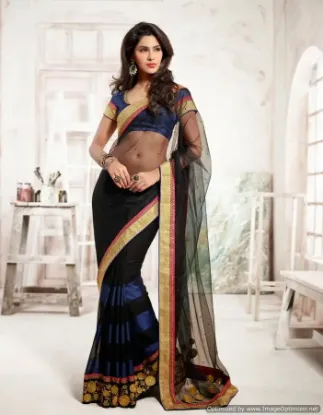 Picture of royal blue indian wedding bollywood designer cotton sar