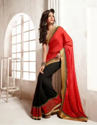 Picture of royal look ethnic party wear fashion saree designer ind