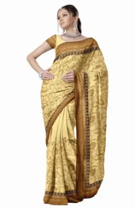 Picture of sanskriti handmade 100% pure cotton cultural saree brow