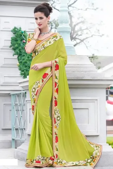 Picture of sanskriti handmade art silk saree cream floral painted 