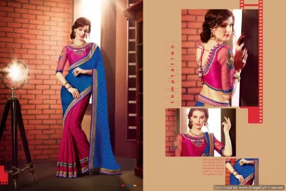 Picture of sanskriti handmade block printed georgette blend saree 