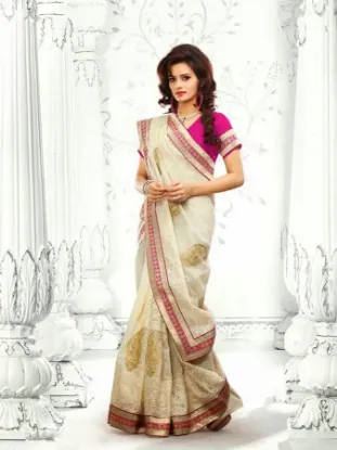 Picture of sanskriti handmade brown saree pure cotton printed craf