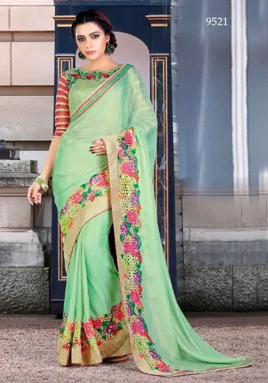 Picture of sanskriti handmade indian printed saree silk blend cult