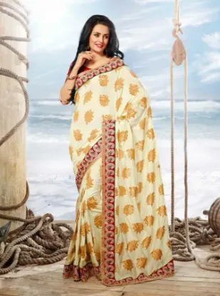 Picture of sanskriti handmade indian pure georgette silk saree gre