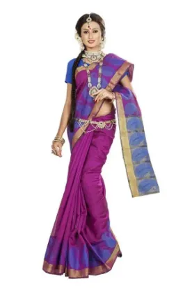 Picture of sanskriti handmade indian pure silk cultural saree prin