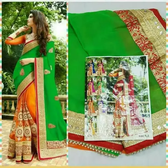 Picture of sanskriti handmade indian saree cotton beaded craft fab