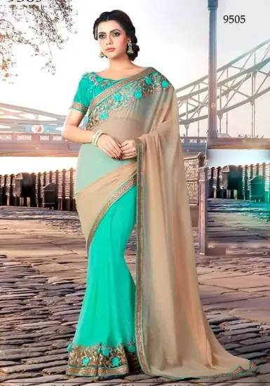 Picture of sanskriti handmade multi color saree pure georgette sil