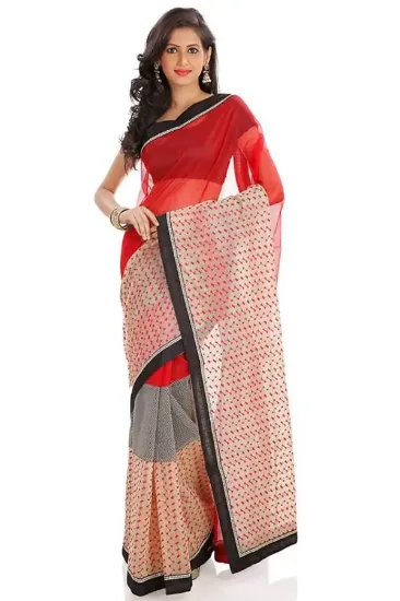 Picture of sanskriti handmade printed blend georgette saree blue d