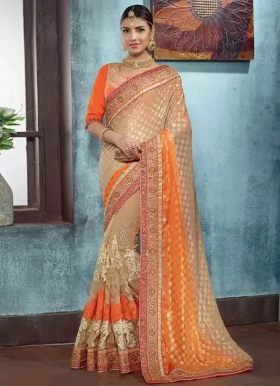 Picture of sanskriti handmade printed pure georgette silk saree sa