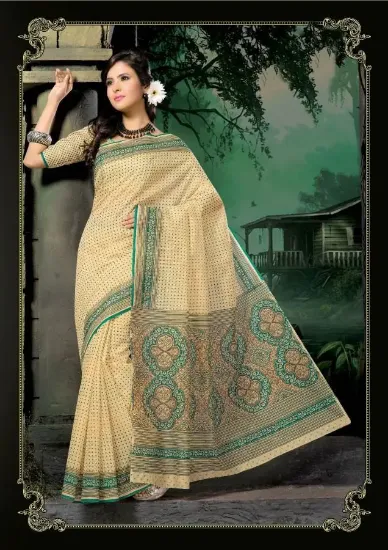 Picture of sanskriti handmade printed saree pure cotton craft fabr