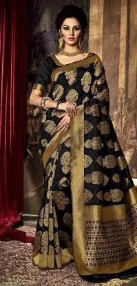 Picture of sanskriti handmade pure cotton saree brown printed sari