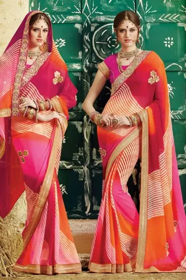 Picture of sanskriti handmade pure cotton saree pink printed sari 