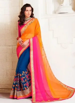 Picture of sanskriti handmade pure silk ethnic saree peach printed