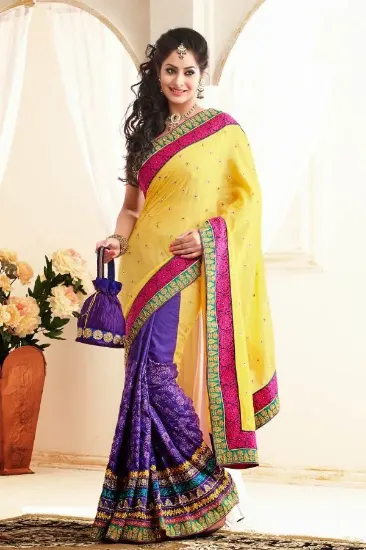 Picture of sanskriti handmade saree blend georgette hand beaded fa