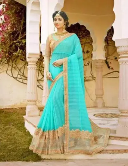 Picture of saree bollywood indian designer sari pakistani silk tr,