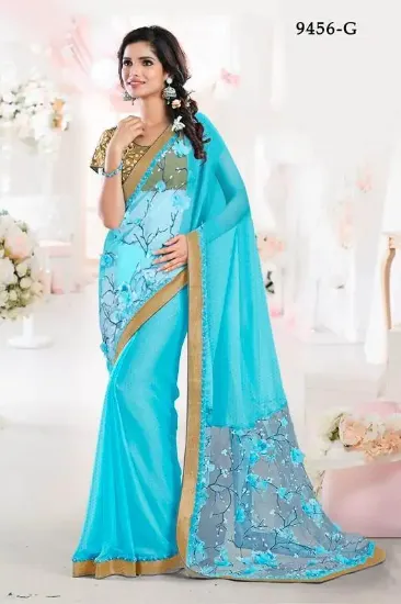 Picture of saree designer reception stylish indian partywear sari,