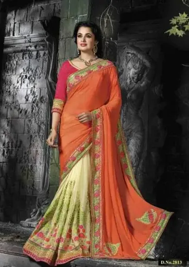 Picture of saree traditional indian wear lycra silk bollywood wed,