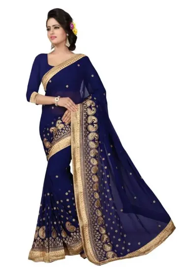 Picture of saree traditional indian wear lycra silk bollywood wedd