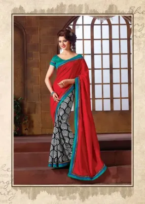 Picture of sari designer evening partywear saree bridal indian fan