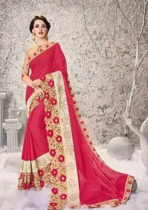 Picture of set of women embroidered saree georgette blend handmade