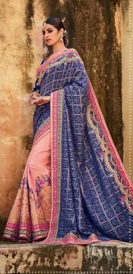 Picture of silk sari indian party wear saree pakistani wedding bo,