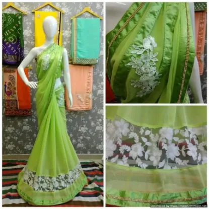 Picture of sky blue indian wedding bollywood designer cotton sare,