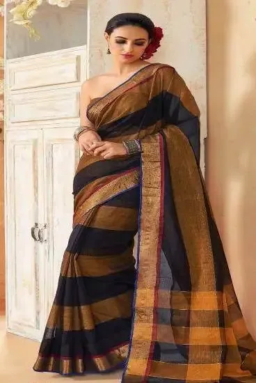 Picture of tcw handmade indian saree georgette hand beaded fabric 