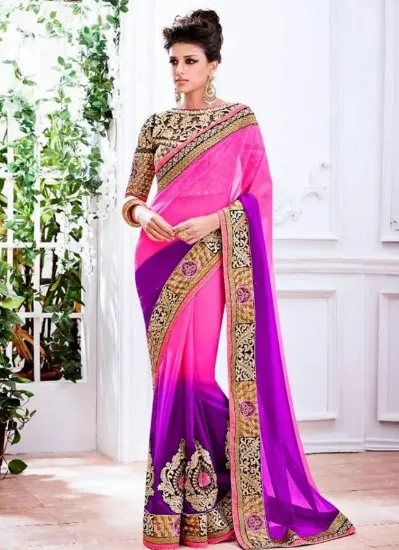 Picture of traditional art silk saree pakistani occasion wear ethn