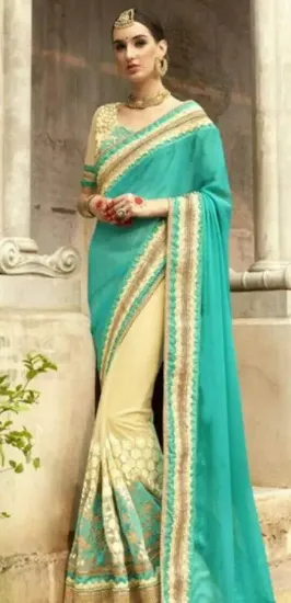 Picture of traditional art silk saree pakistani party wear embell,