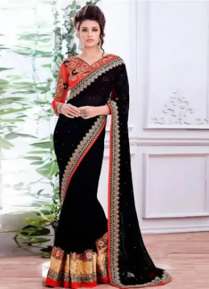 Picture of traditional art silk saree pakistani party wear embelli