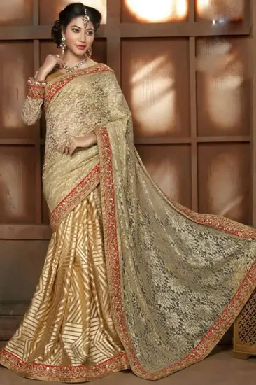 Picture of traditional art silk saree pakistani party wear embelli