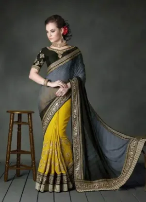 Picture of traditional designer bollywood sari georgette party wea