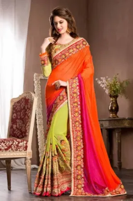 Picture of traditional designer sari party wear hand woven cotton 