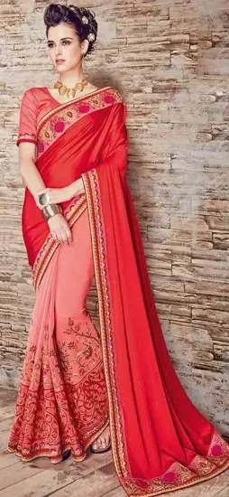 Picture of traditional designer sari party wear hand woven cotton,