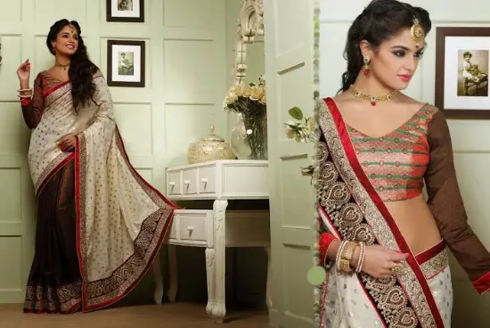 Picture of traditional indian bollywood style zari border work gre